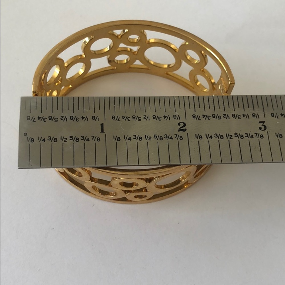 Gold Tone Hinged Bracelet Dots Dots View 6
